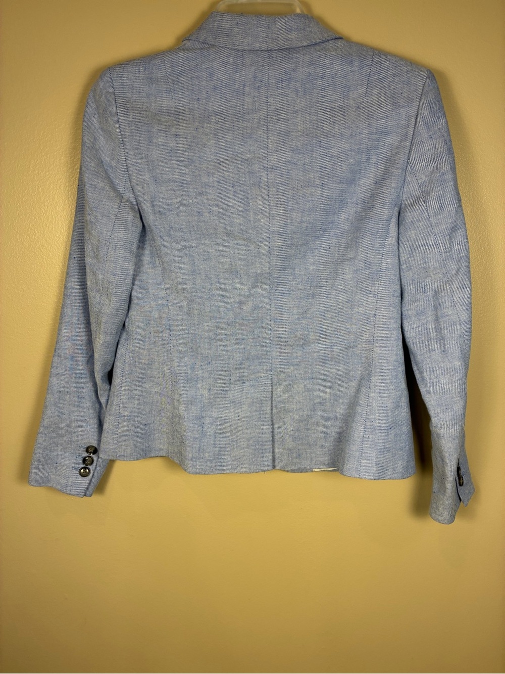 Banana Republic Classic Blazer Jacket Linen Blend Chambray Blue Sz 0 - Picture 9 of 12